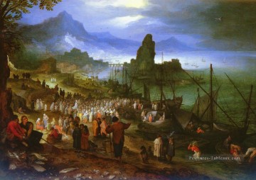  Christ Tableaux - Christ prêchant au port flamand Jan Brueghel l’Ancien